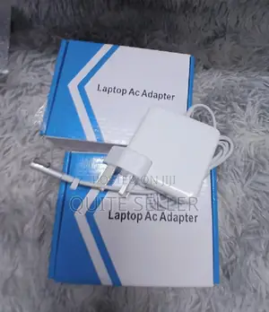Macbook Adapter 45w L Shape Power Adapter and the Macbook.