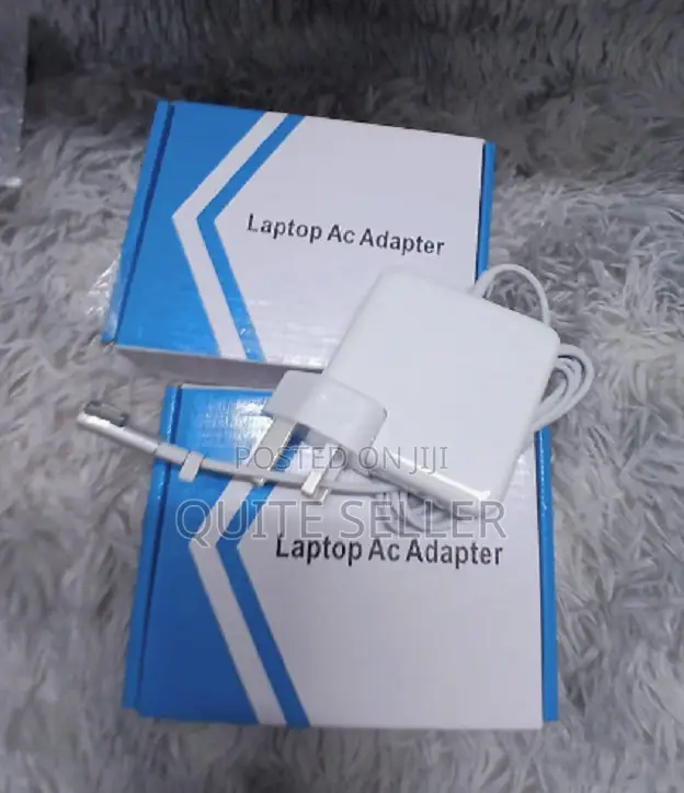 Macbook Adapter 45w L Shape Power Adapter and the Macbook.