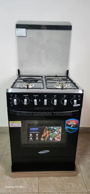 Ecomax Black 60*60 3gas+1hotplate Cooker With Rapid Hotplate