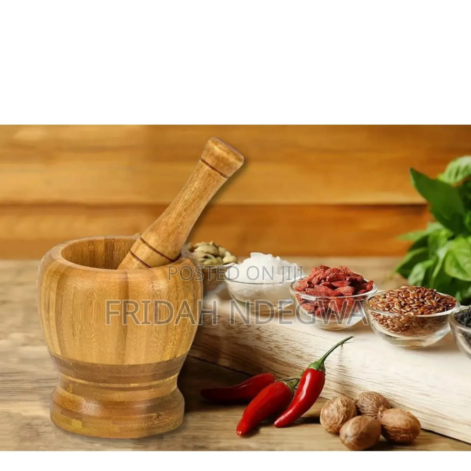 Premium Bamboo Mortar And Pestle Set