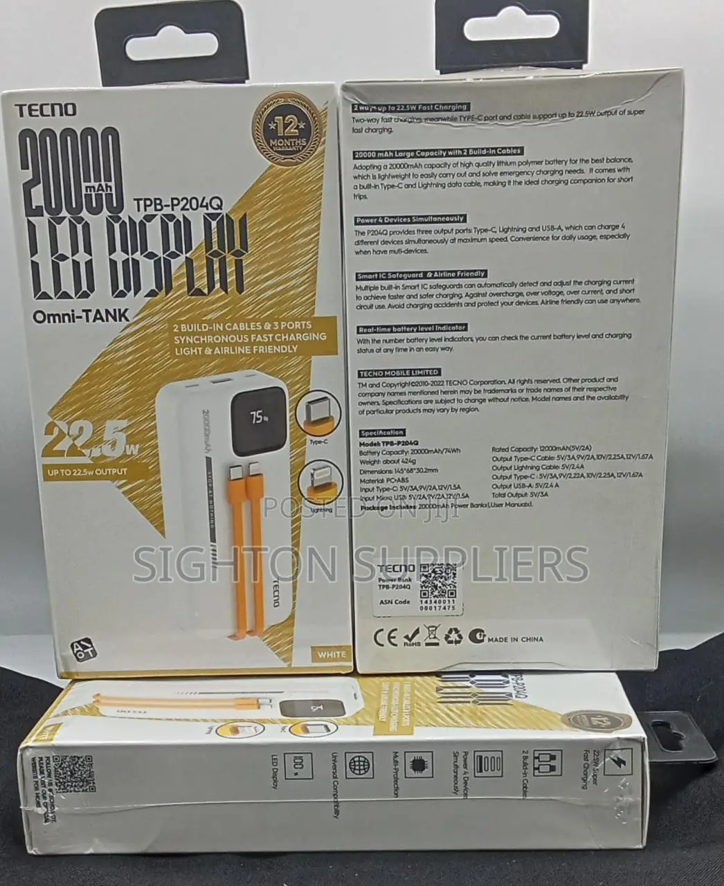 Tecno Powerbank 20000mah