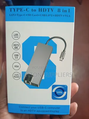 Usb Type C Adapter With Hdmi Port Ethernet Rj45 (8 Ports)