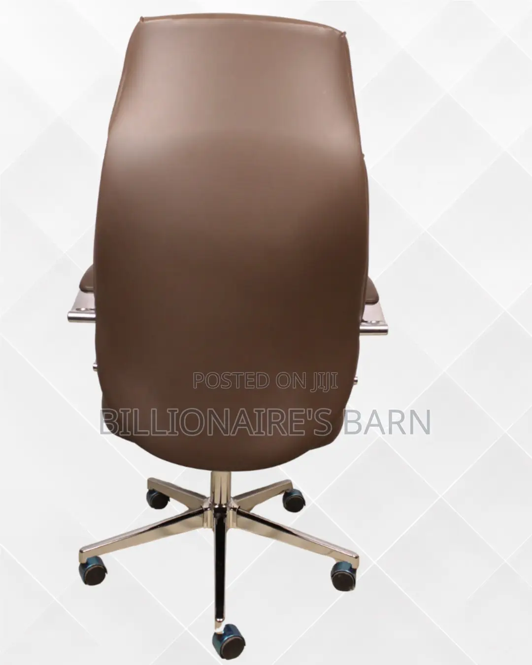 Brown Executive Leather Office Chair — Mesh Backrest