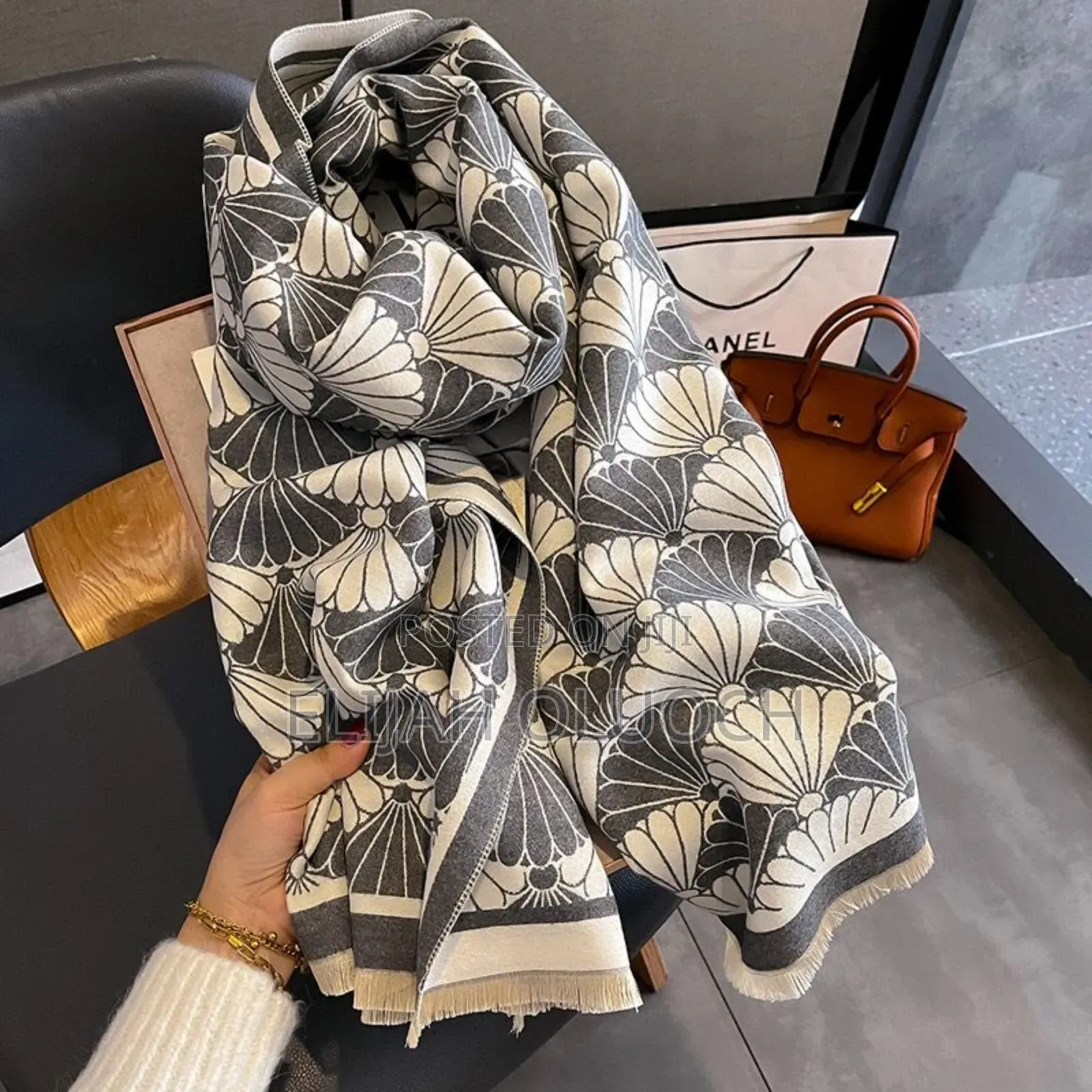 Flowered Themed Heavy Cotton Cashmere Shawl