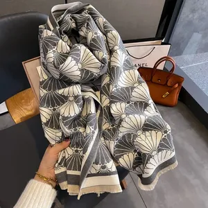 Flowered Themed Heavy Cotton Cashmere Shawl