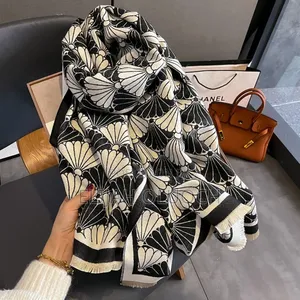 Flowered Themed Heavy Cotton Cashmere Shawl