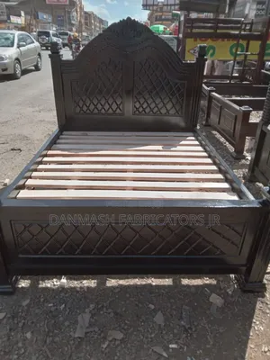 Luxury 5x6 Wooden Bed – Carved Design