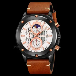 Skmei Brown Leather Gents Watch 9351