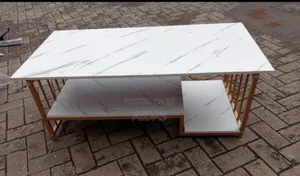 Elegant White Marble Coffee Table – Modern Living Room Furniture