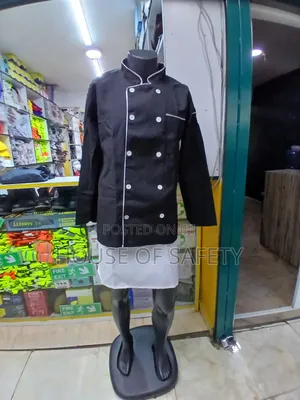 Black Chef Jackets With Half White Apron