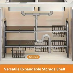 2 Layer Stainless Steel Expandable Under the Sink Pool Rack