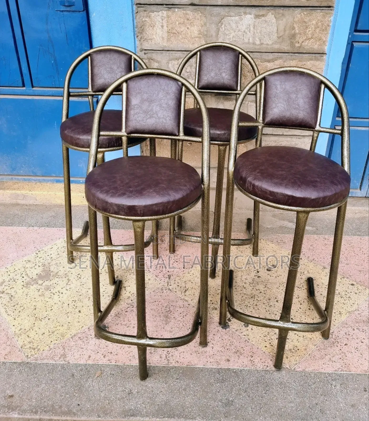 Bar Stools With a Gold Powder Coating Finish
