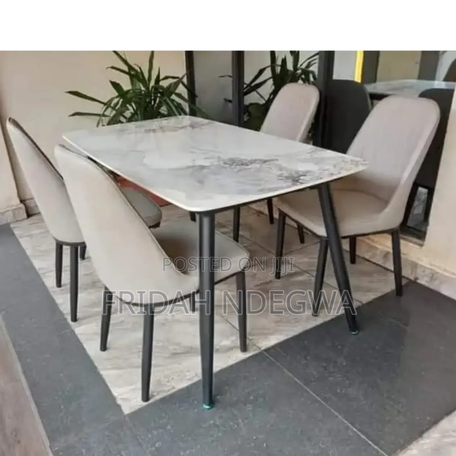 4 Seater Pure Marble Top Dining Table Set