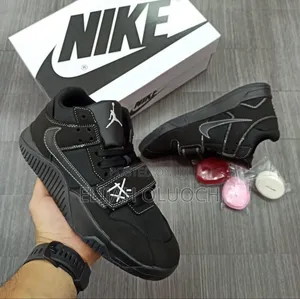 Air Jordan Jumpman X Travis Scott Black Leather Shoes