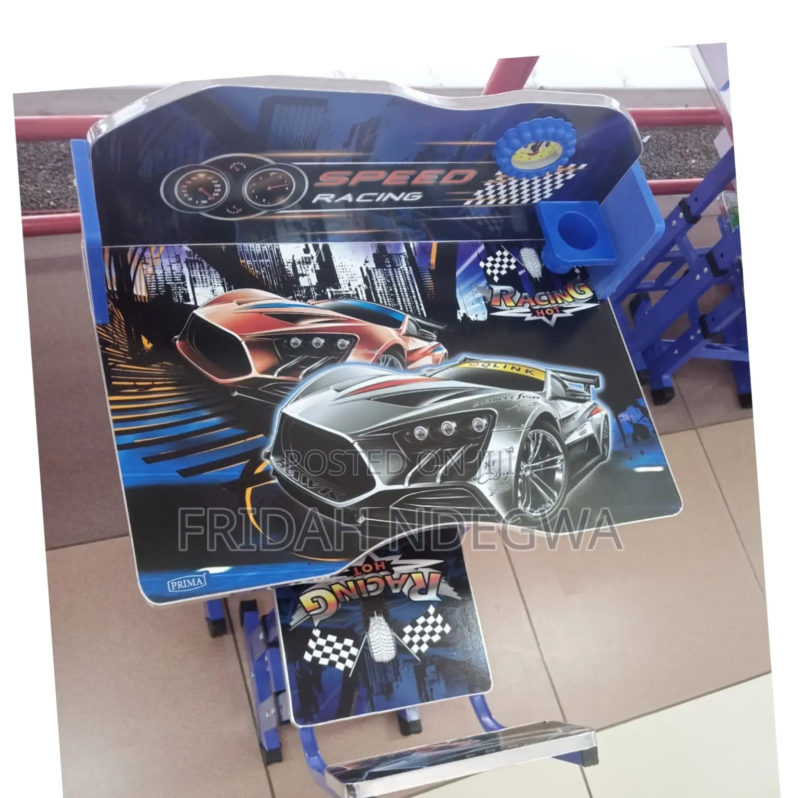 Blue Executive Racing Car Adjustable Kids Study Table Desk