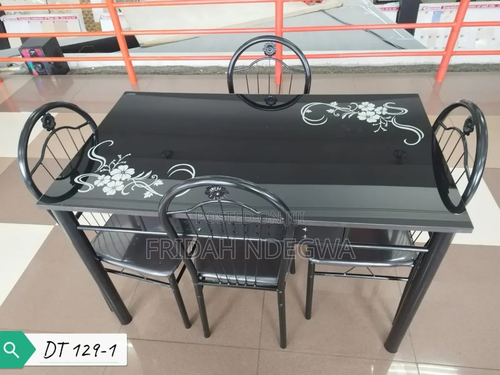 Executive Black 4 Sitter Dinning Table
