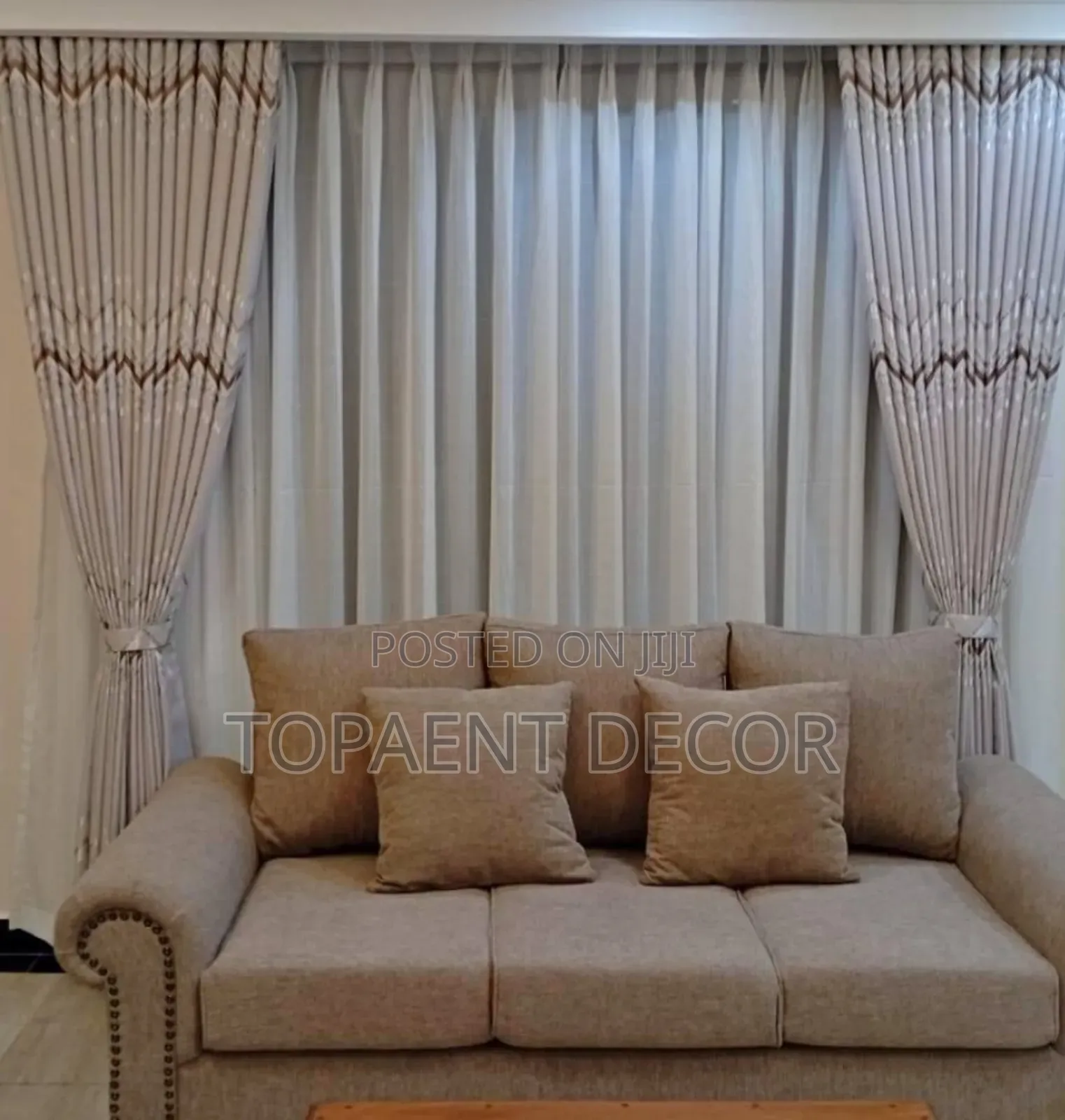 Cream Window Curtains With Prints for Windows and Doors