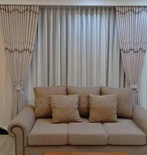 Cream Window Curtains With Prints for Windows and Doors