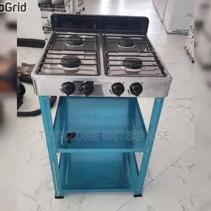 Rebune Four Burner Standing Full Gas Stove With Shelves 