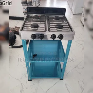 Rebune Four Burner Standing Gas Stove With Heavy Shelves 