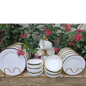 *24 Pcs Gold White Dinnerset
