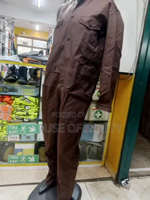 Buttoned Brown Safety Body Protection Coveralls