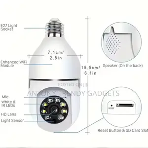 Wireless Smart Home Bulb Camera 360° Cctv Ip Camera E27