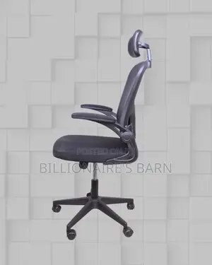 Grey Ergonomic Office Chair Flipup Arms Adjustable Headrest