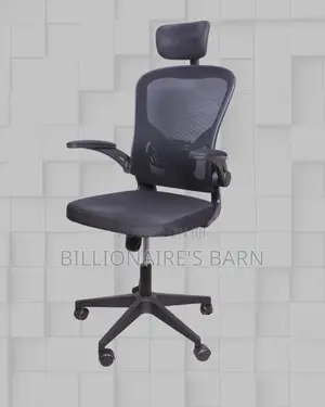 Grey Ergonomic Office Chair Flipup Arms Adjustable Headrest