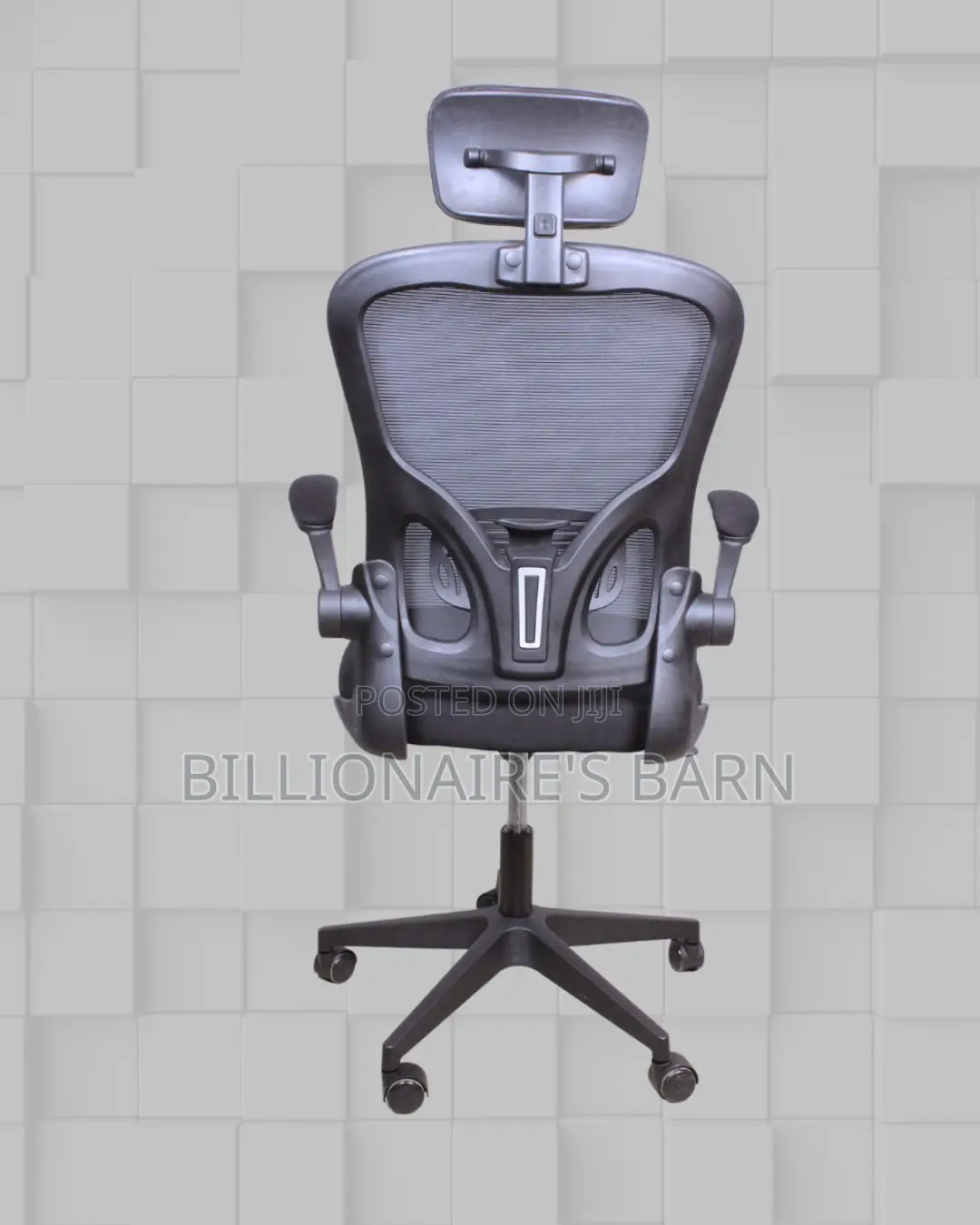 Grey Ergonomic Office Chair Flipup Arms Adjustable Headrest