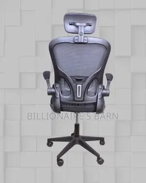 Grey Ergonomic Office Chair Flipup Arms Adjustable Headrest
