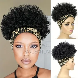 Kinky Curly Hair With Leopard Black Headband Wig