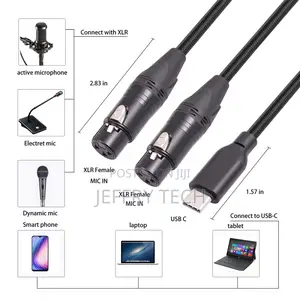 Female XLR to Usb C Cable,Usb C to Dual XLR Female Mic Cable,Dual Mic