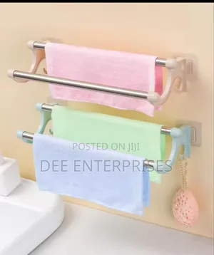 54cm Self Adhesive Double Pole Towel Holder