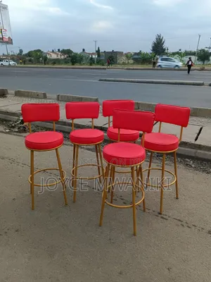 Counter Stools Bar or Kitchen Stools, Red and Gold 