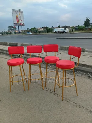 Counter Stools Bar or Kitchen Stools, Red and Gold 