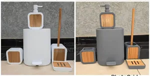 Plain 6pcs Bathroom Accessories Set With Pedal