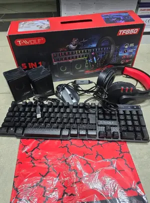 T-Wolf 5 in 1 Gaming Keyboard Combo Speakers, Mouse Pad Headphones