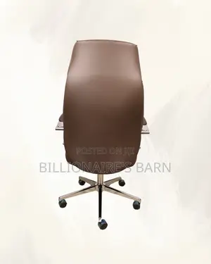 High-Back Brown Executive Leather Office Chair | Headrest Support
