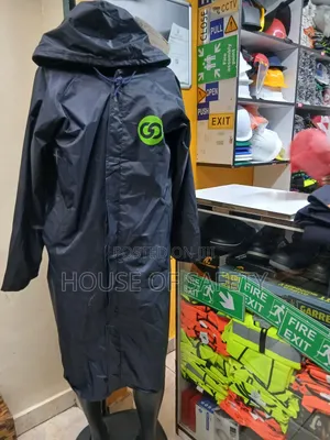 Navy Blue Rain Coats With Branding and Hooded