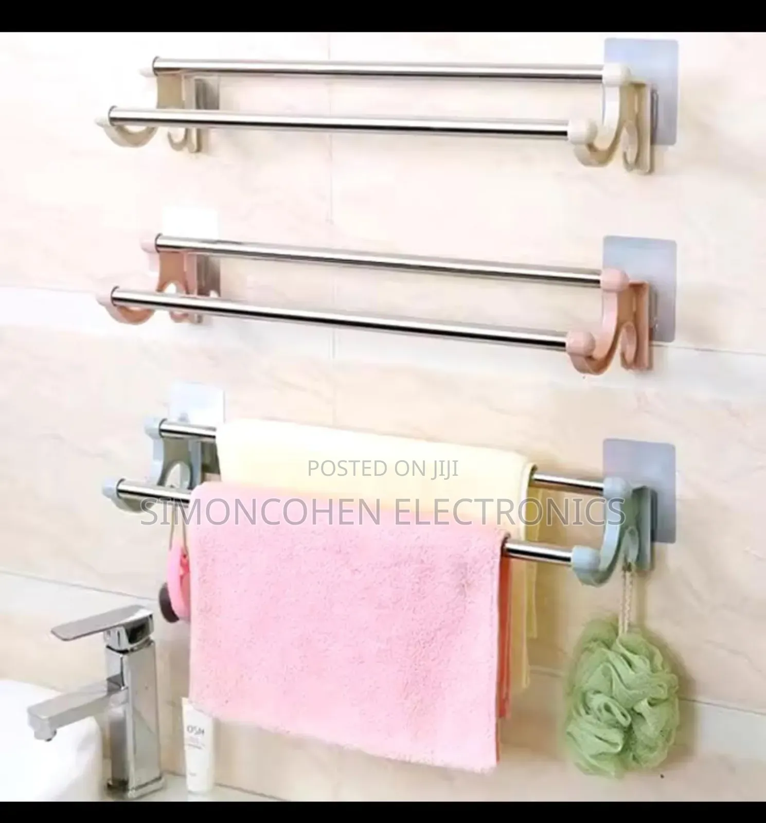 Self Adhesive Double Pole Towel Holder