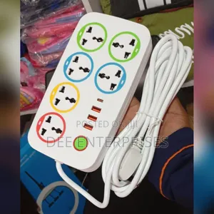 Power Socket Extension Cable With 6 Socket 4 Usb Charging Port