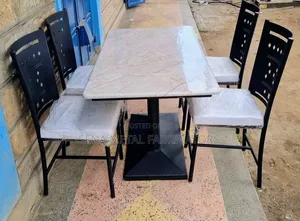 Marble Look Dining Set With 4 Chairs.