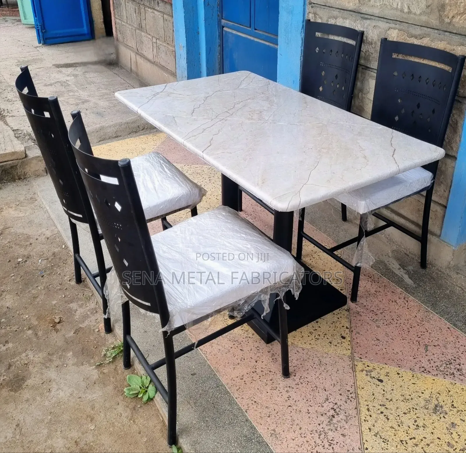 Marble Look Dining Set With 4 Chairs.