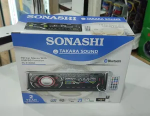Sonashi Bluetooth Car Radio With Fm, Usb, Aux With Cables and Remote