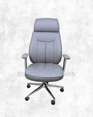 Heavy-Duty Grey Executive Leather Office Chair | Tilt Lock Mechanism
