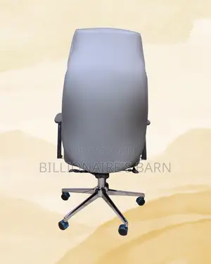 Grey Executive Leather Office Chair | Premium Padded Armrests