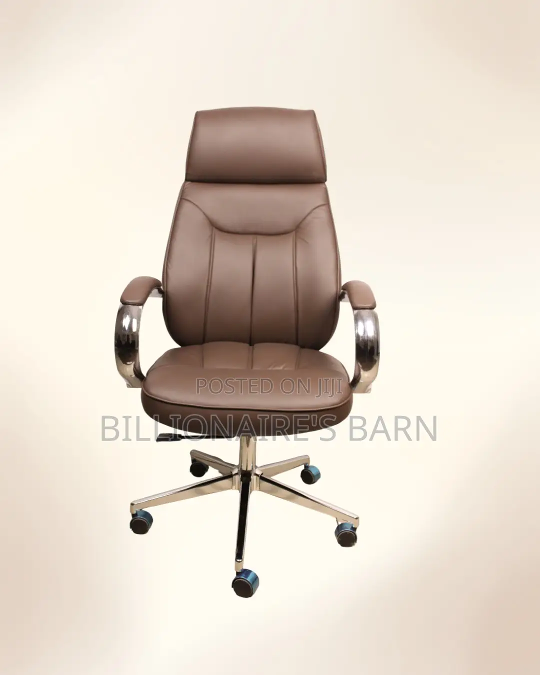 Brown Executive Leather Office Chair — Headrest Support #298