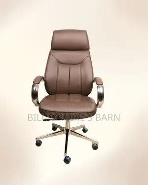 Brown Executive Leather Office Chair — Headrest Support #298