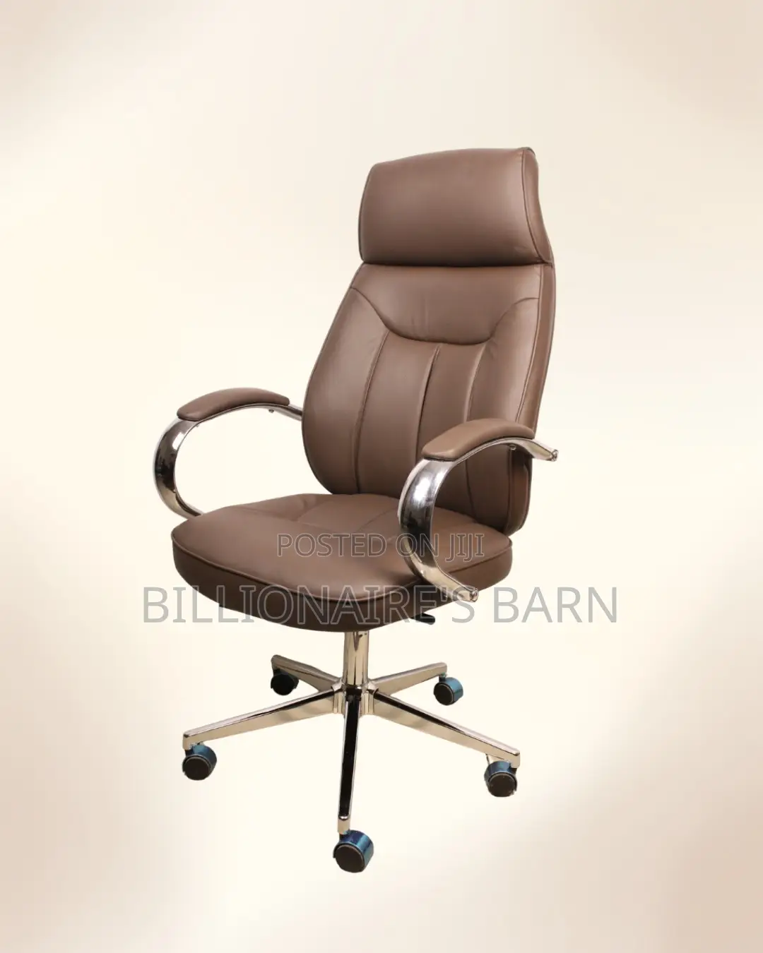 Brown Executive Leather Office Chair — Headrest Support #298
